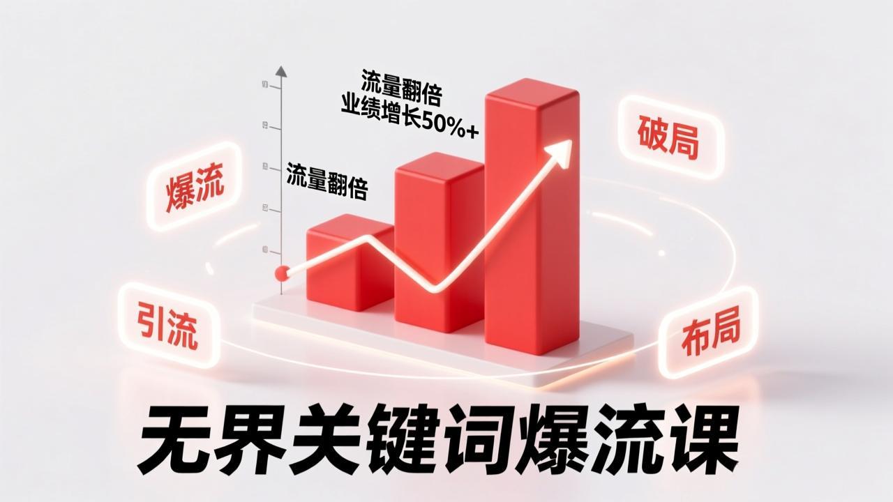 无界关键词爆流课，破局布局逻辑、阶段精准引流，实现流量翻倍，店铺业绩增长50%+。-灵感工坊云网创
