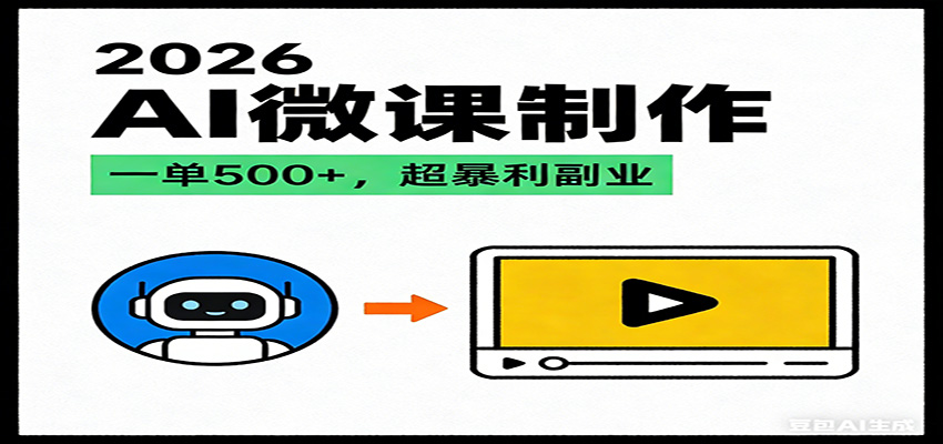 2026AI 风口最稳副业：微课代写制作，一单 500+，人人可做的蓝海项目-灵感工坊云网创