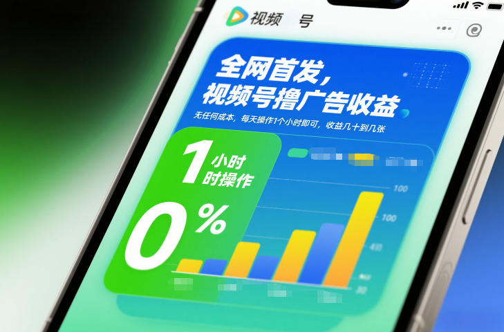 全网首发，视频号撸广告收益，无任何成本，每天操作1个小时即可，收益几十到几张-灵感工坊云网创