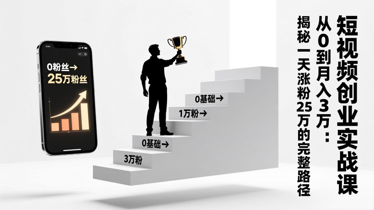 短视频创业实战课：从0到月入3万：揭秘一天涨粉25万的完整路径-灵感工坊云网创