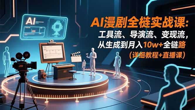 AI漫剧全栈实战课：工具流、导演流、变现流，从生成到月入10w+全链路 (详细教程+直播课-灵感工坊云网创