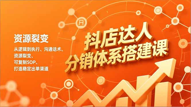 抖店达人分销体系搭建课，从逻辑到执行、沟通话术、资源裂变，可复制SOP，打造稳定出单渠道-灵感工坊云网创