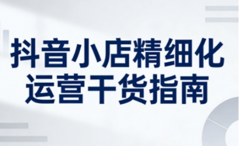 抖音小店精细化运营干货指南新版，助力商家系统提升店铺运营能力(更新)-灵感工坊云网创