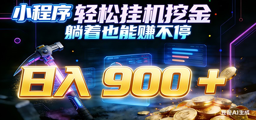 小程序挂机挖金，自动赚金币换现金，多号并行日入900+，轻松搞副业-灵感工坊云网创