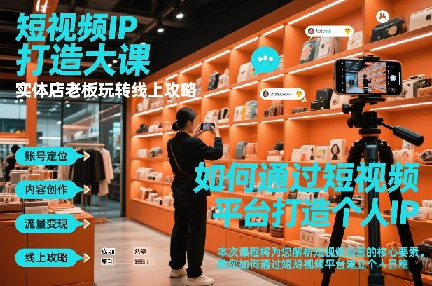 短视频ip打造大课，实体店老板玩转线上攻略-灵感工坊云网创