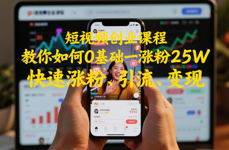 短视频创业课程，教你如何0基础一天涨粉25W，快速涨粉、引流、变现-灵感工坊云网创